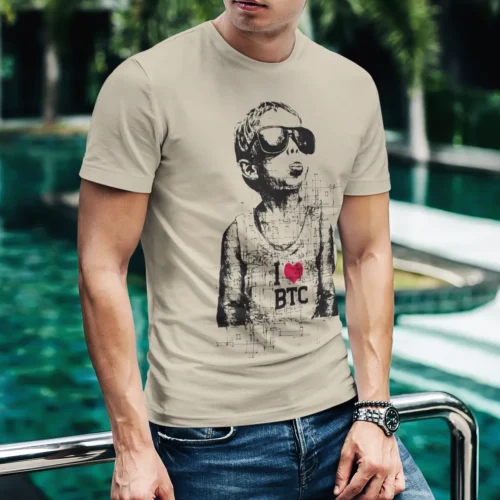 Crypto t-shirts for men and women - Banksy BTC