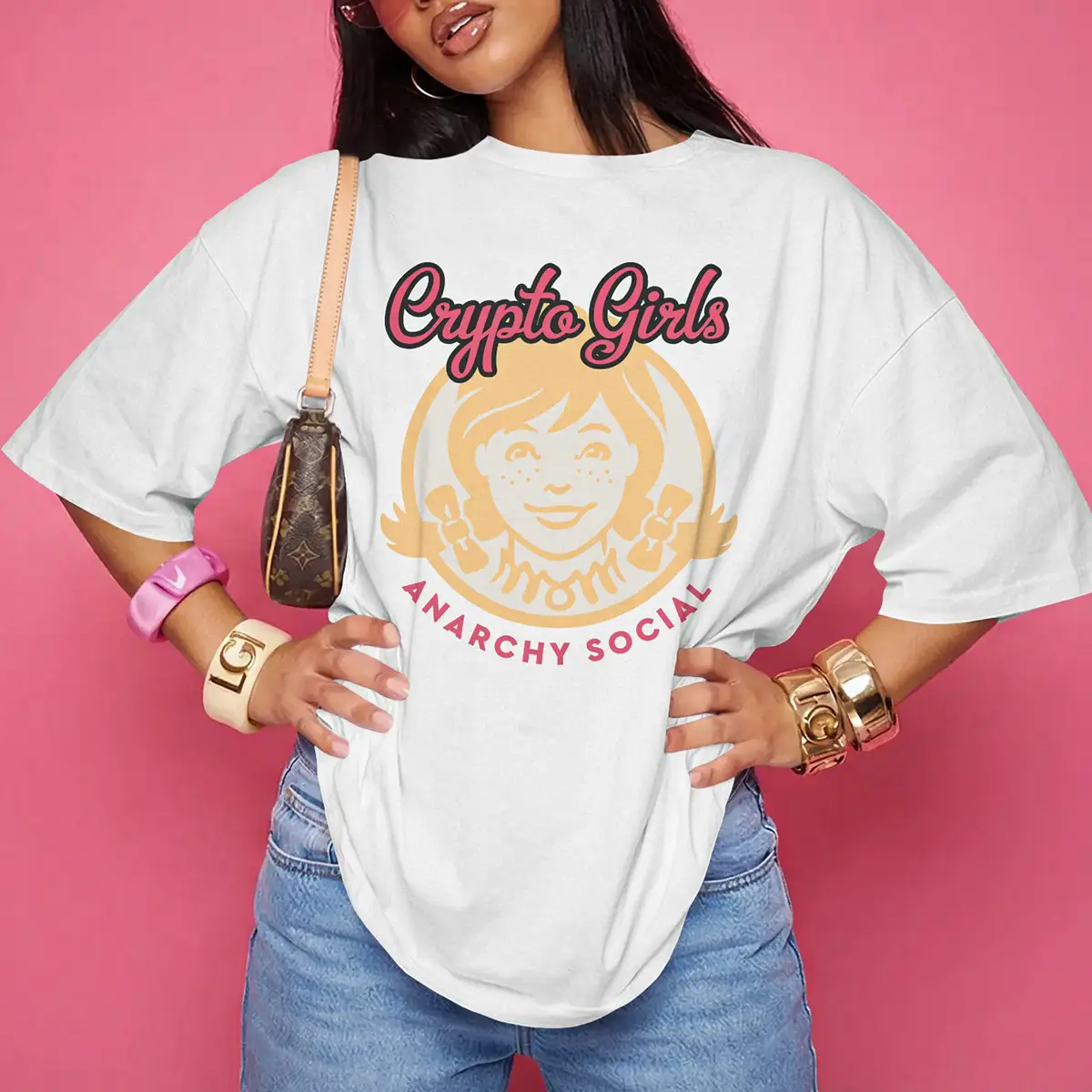 Crypto Girls Anarchy Social <br> Bella Canvas 3010 Oversized Boxy Tee