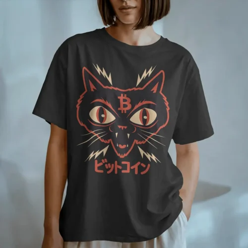 Tokyo Cat ビットコイン (Bitcoin) <br> Bella Canvas 3010 Oversized Boxy Tee