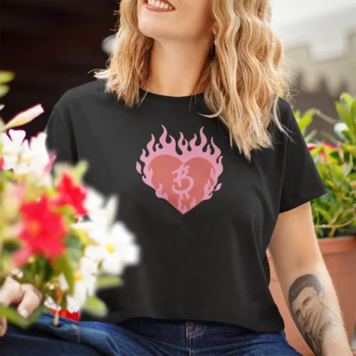 Flaming Heart <br> Bella Canvas 8882 Flowy Crop
